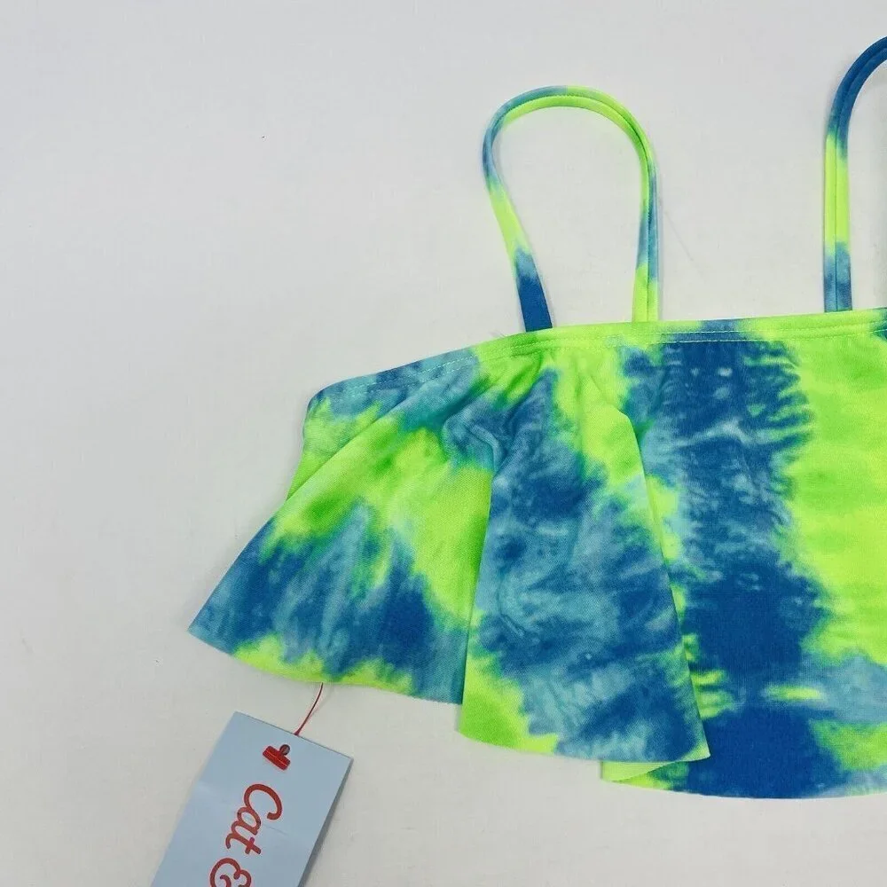 Cat‎ & Jack Youth Girls Medium Sweet Popsicle Tie Dye Bikini Top Blue/Green 1653